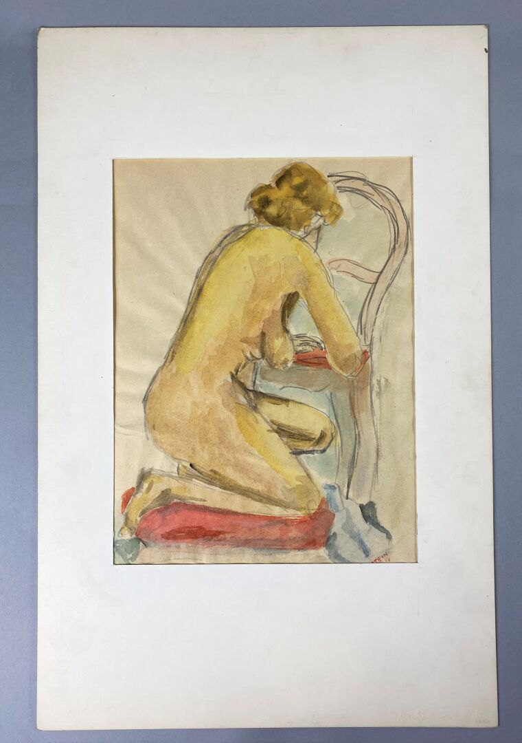 Null Epstein (20th century),

Nude sitting in front of a chair.

Charcoal and wa&hellip;