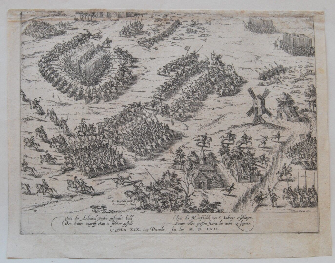 Null 弗朗斯-霍根伯格（1535-1590）之后。

宗教战争--德勒之战，1562年12月19日。

纸上蚀刻画。

23 x 30厘米
