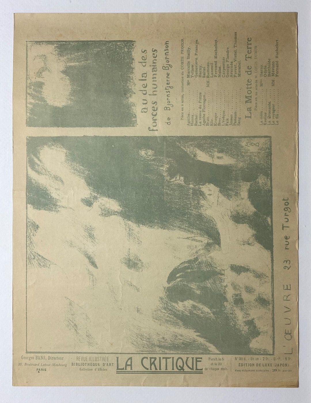 Null 莫里斯-德尼 (1870-1943)

超越人类的力量。(OEuvre剧院的方案）。)1897.石版画。纸张：24,7 x 32,3 cm。以绿色印制&hellip;