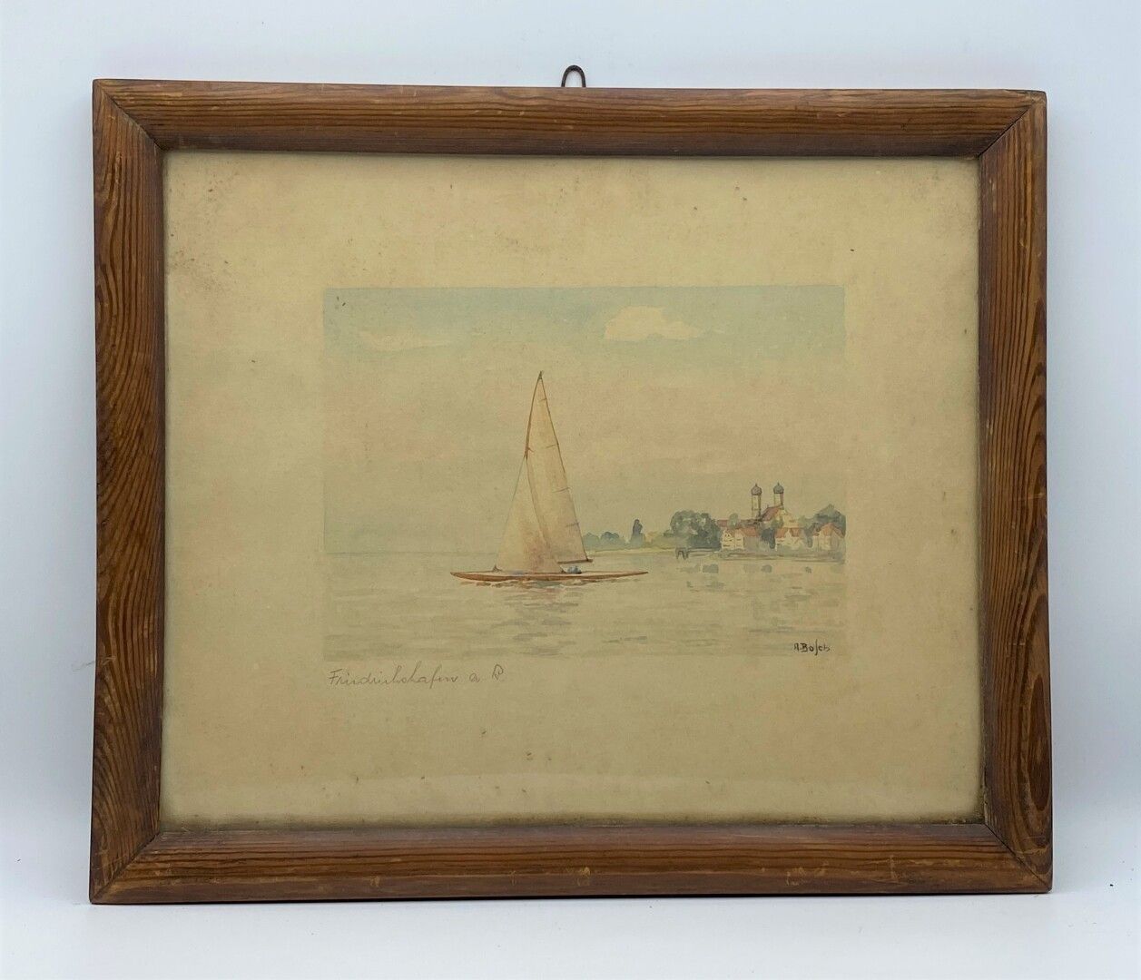 Null German school early 20th century.

Sailboat.

Watercolour.

Signed A.Bosch &hellip;