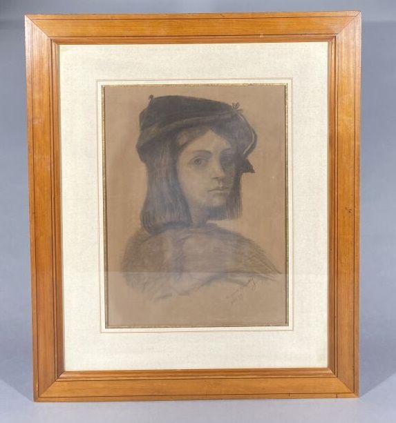 Null 19世纪末的学校。 
一个男人的肖像
纸上石墨和木炭
签名：Marguerite Lecordey - 79年5月。
42.5 x 32厘米（视图）。&hellip;