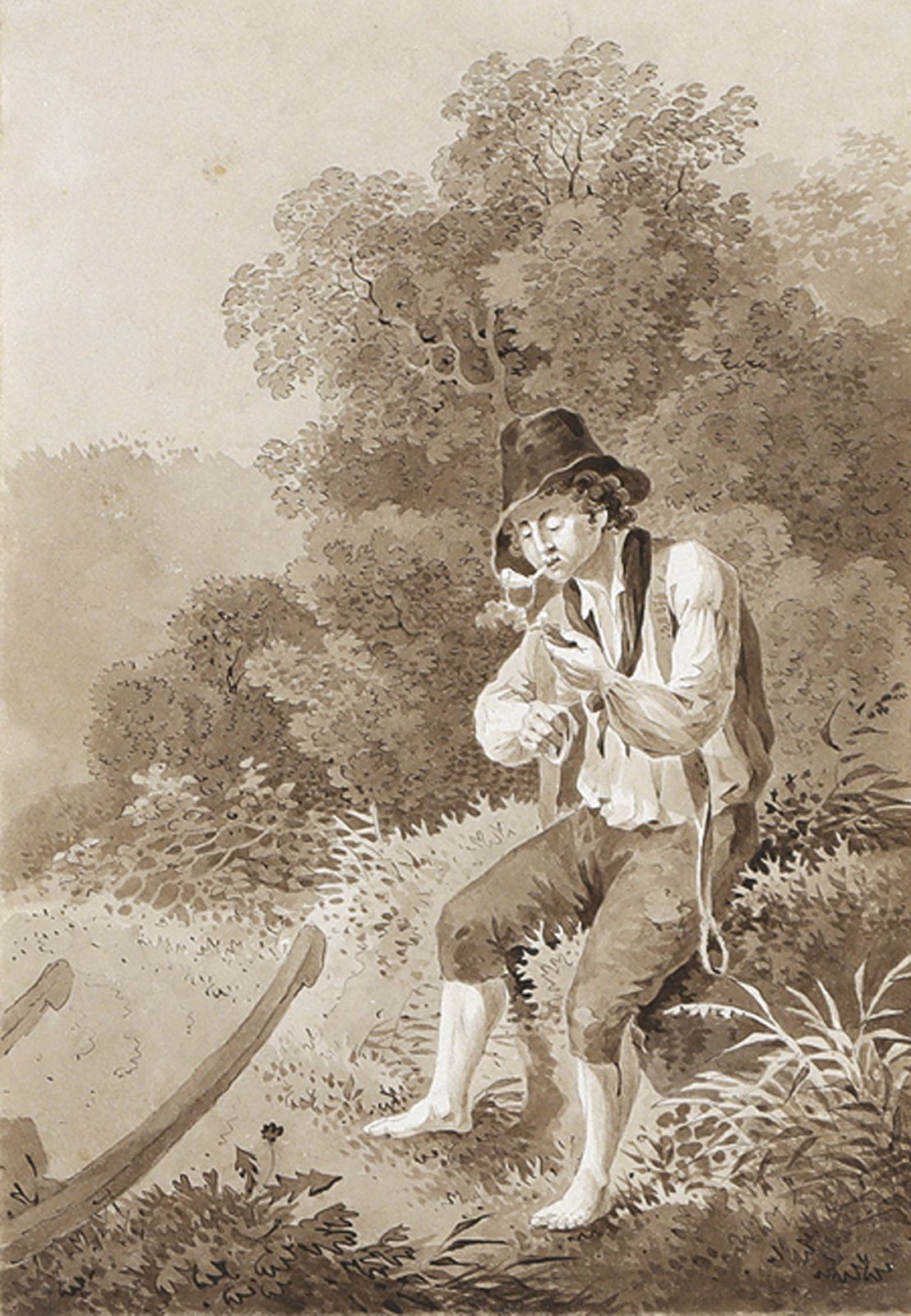 DEUTSCHER KÜNSTLER_x001D_ (19th century) ARTISTE ALLEMAND_x001D_ Jeune homme fum&hellip;