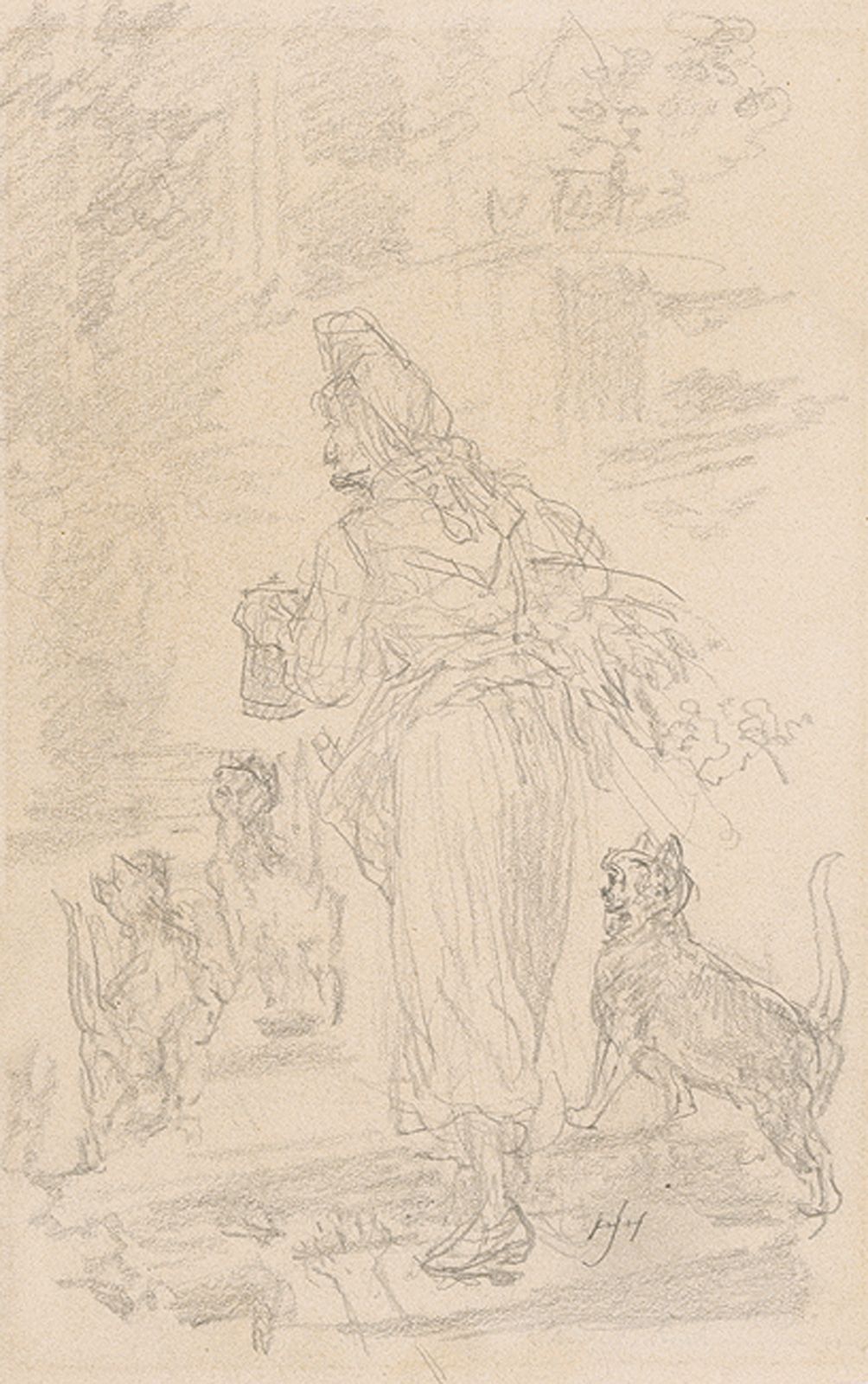 DEUTSCHER KÜNSTLER_x001D_ (19th century) ARTISTE ALLEMAND_x001D_ Femme nourrissa&hellip;