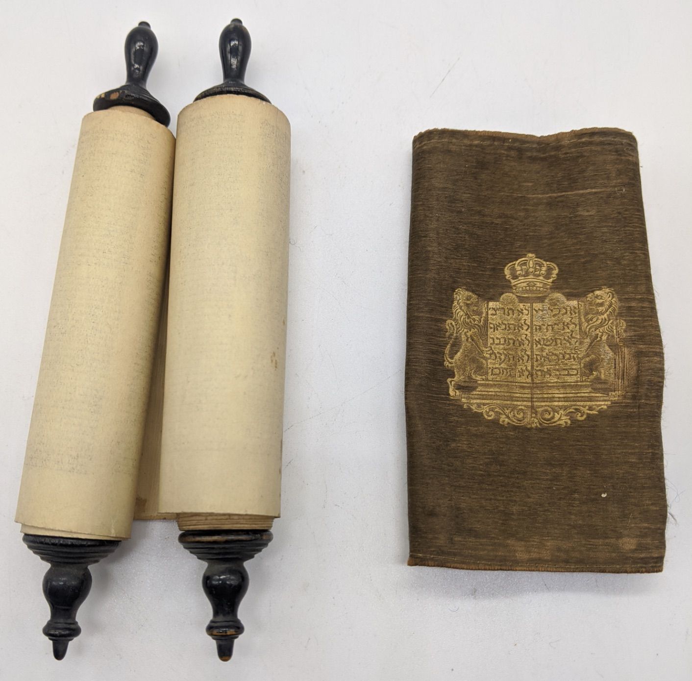 Null A miniature Torah scroll together with a miniature Tik scroll within a whit&hellip;