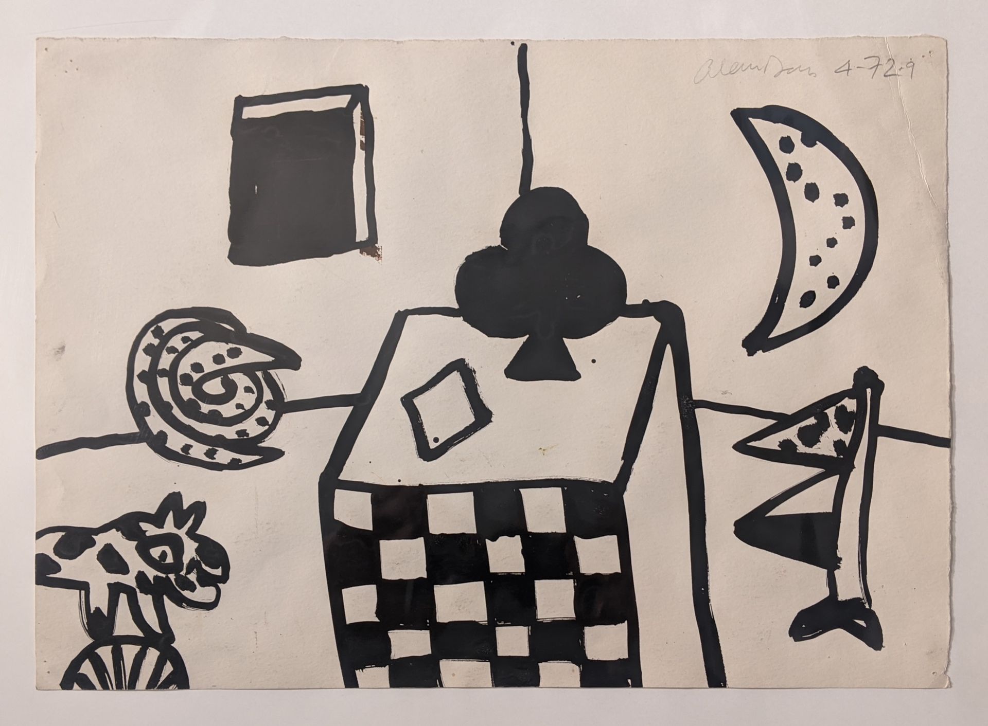Alan DAVIE 阿兰-戴维（1920-2014），《无题4-72-9》，1972年，装在卡片上的水墨画，右上方有铅笔签名，无框，29.8 x 42厘米 出&hellip;