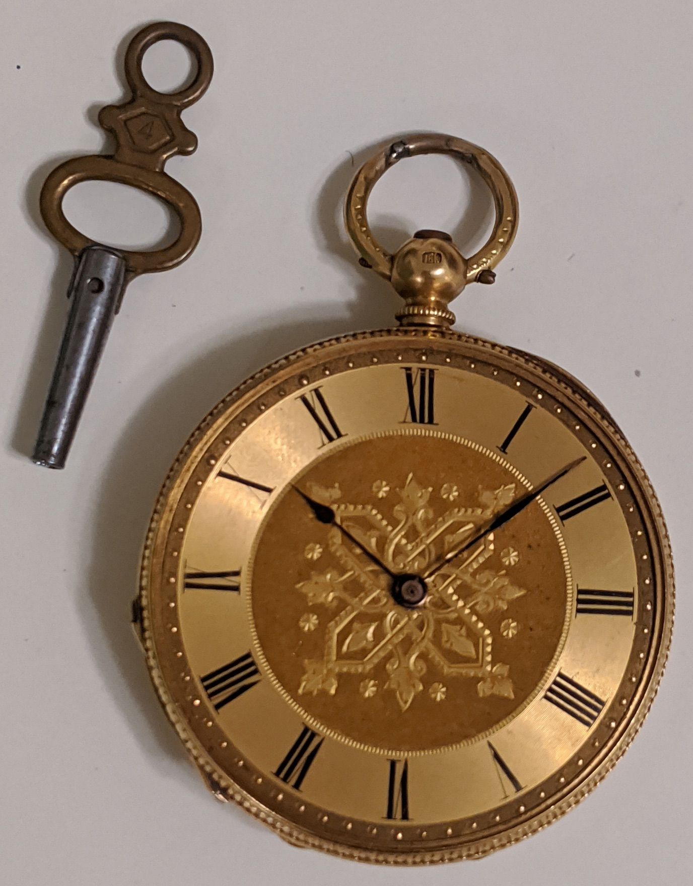 Null An 18ct gold early 20th century pocket watch, blue enameled back with vacan&hellip;