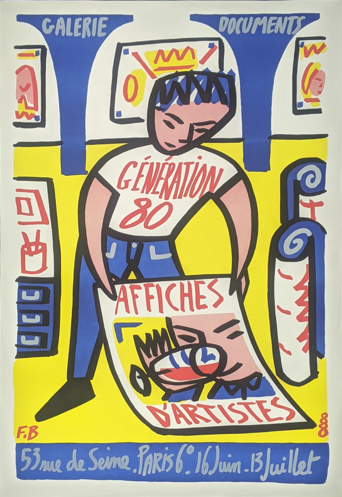 Null Francois Boisrand, Génération 80, 1986, affiche lithographique, 91cm x 61cm