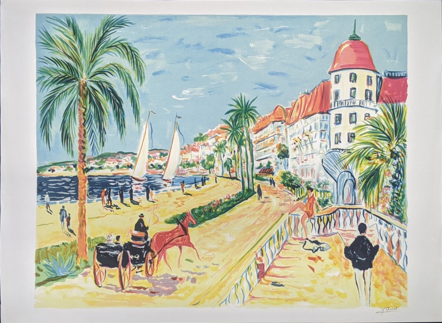 Null After Picot, Cannes, lithograph, signed within print, 50cm x 70cm