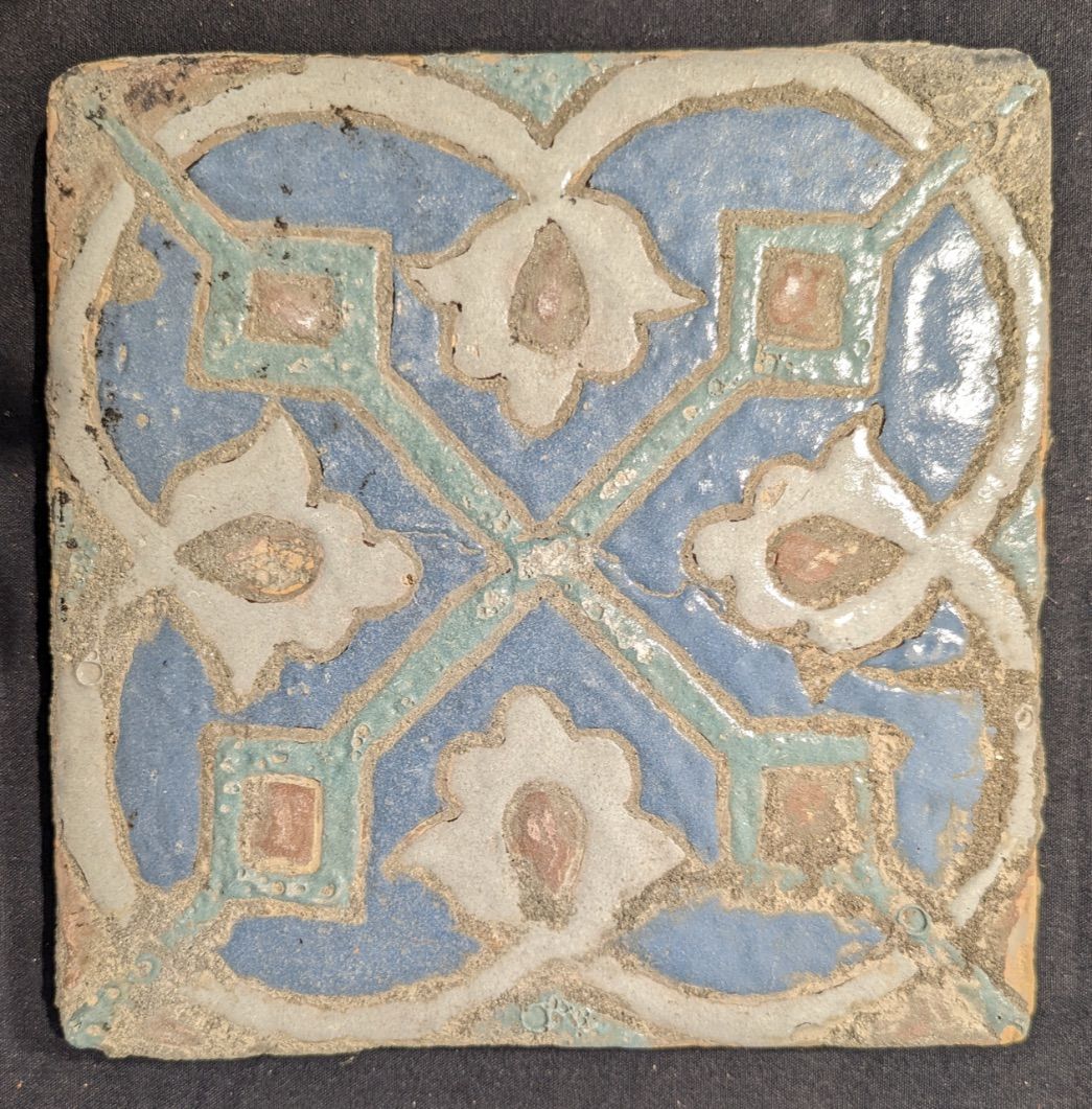 Null A 17th or 18th century Persian or central Asian Safavid cuerda-secca tile, &hellip;