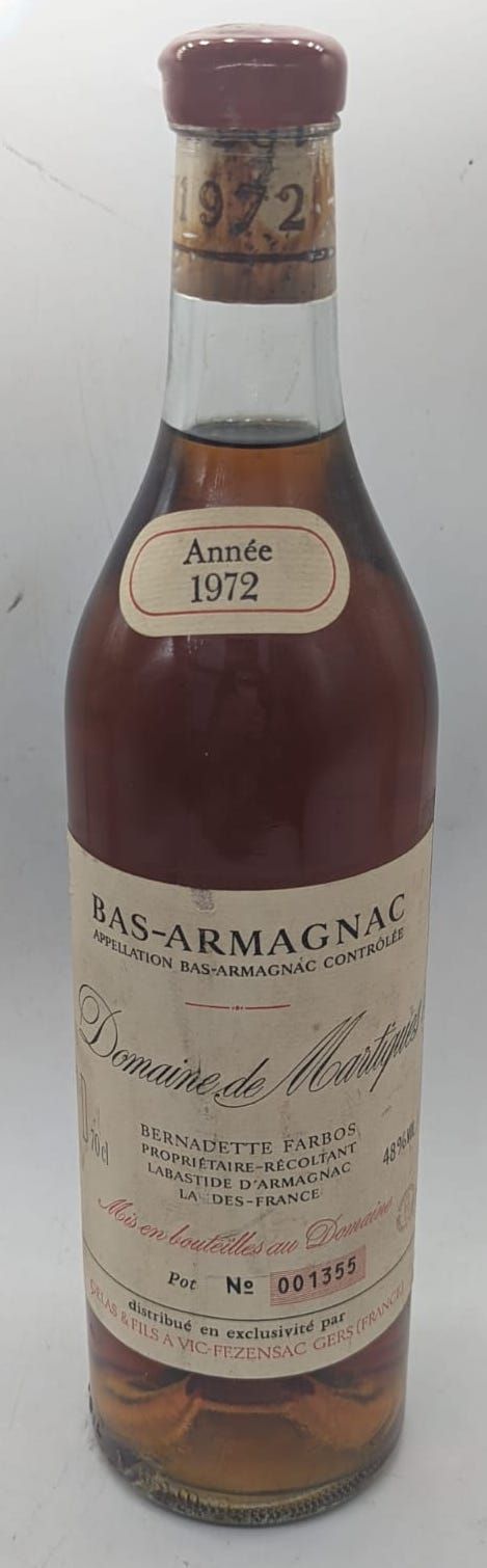 Domaine De Martiques 一瓶Domaine De Martiques 1972 Bas-Armagnac，有编号的瓶子，1983年装瓶的。