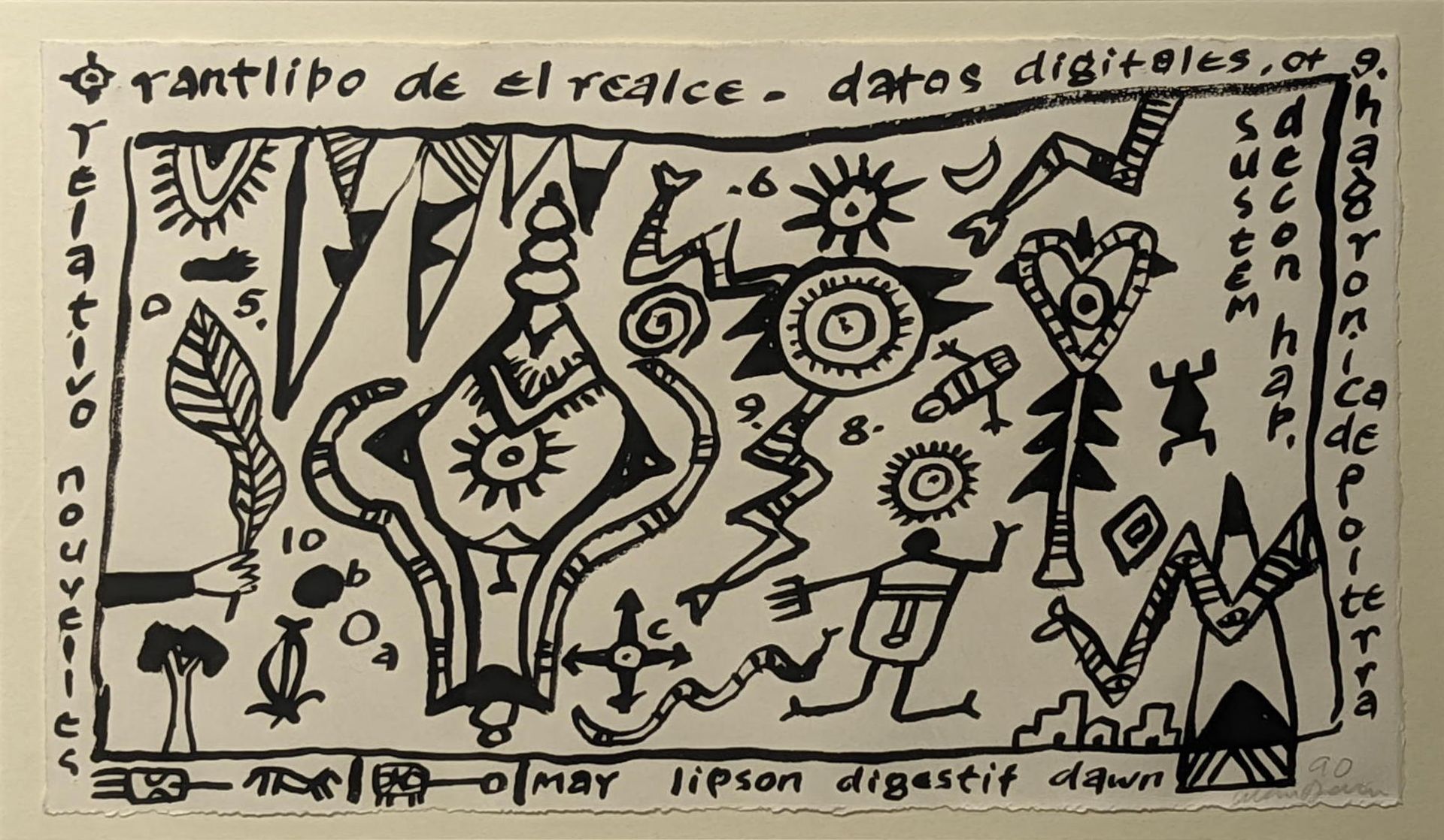 Alan DAVIE 阿兰-戴维（1920-2014），《Opus D》，1990年，纸上水粉画，右下角有铅笔签名和日期，高19厘米，宽31厘米