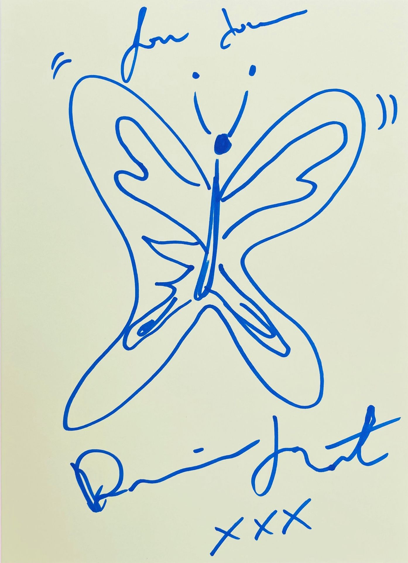 Null 达米安-赫斯特 (生于1965年)

蝴蝶

绿色纸上的蓝色毡笔画，中间下部有签名。承担托运任务

毡笔画，底部有签名和日期。

29,6 x 20,&hellip;