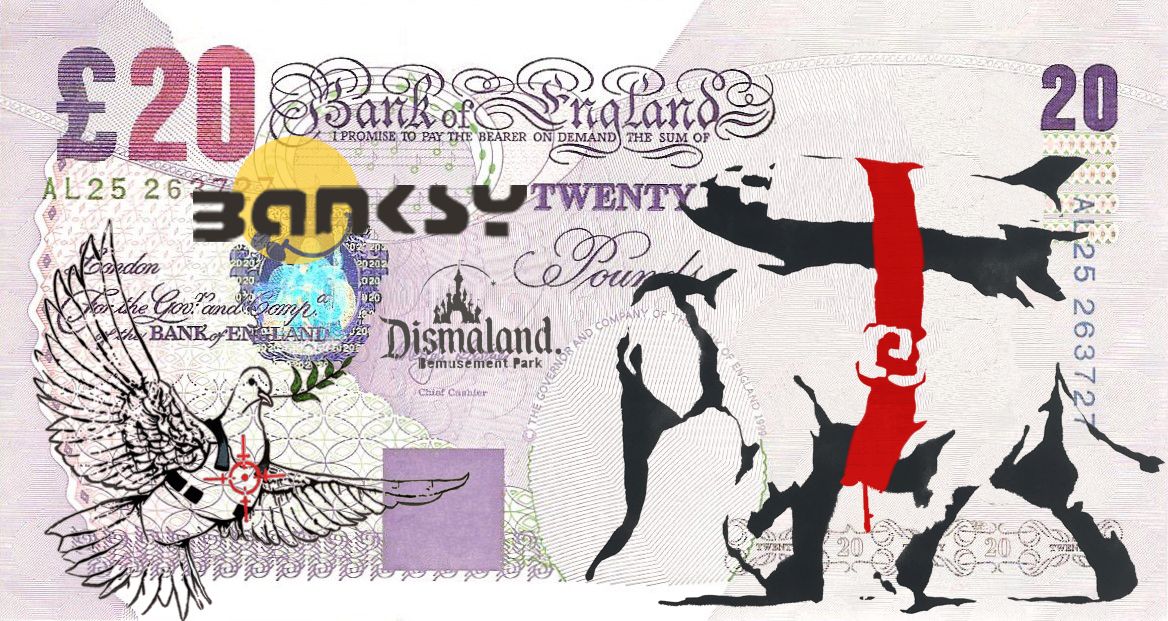 Null BANKSY DISMALAND (后)

大象炸弹, 班克斯是一个糟糕的人, DISMALAND 2015

以纸币为主题的布面丝网印刷

12 x&hellip;