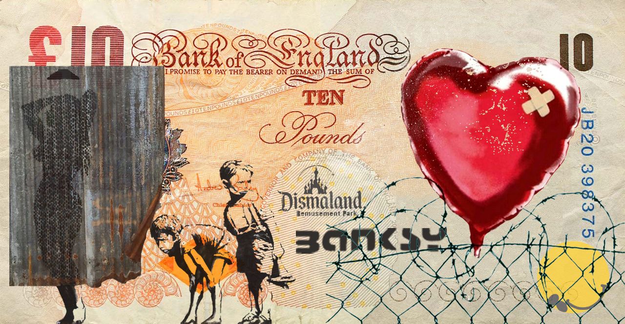 Null BANKSY DISMALAND (后)

心形气球, 班克斯是个讨厌鬼, DISMALAND 2015

以纸币为主题的布面丝网印刷

12 x 2&hellip;