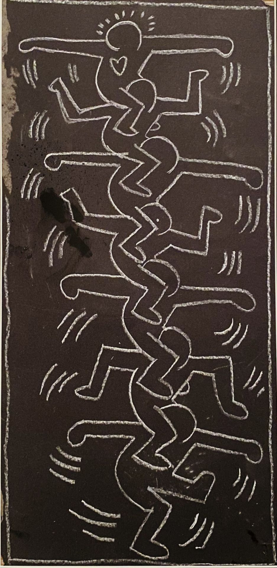 Null Keith HARING (1958-1990), 归功于

赛百味图，约1980年

黑纸上的原始粉笔画，在一张地下海报上。

约62 x 31厘米&hellip;