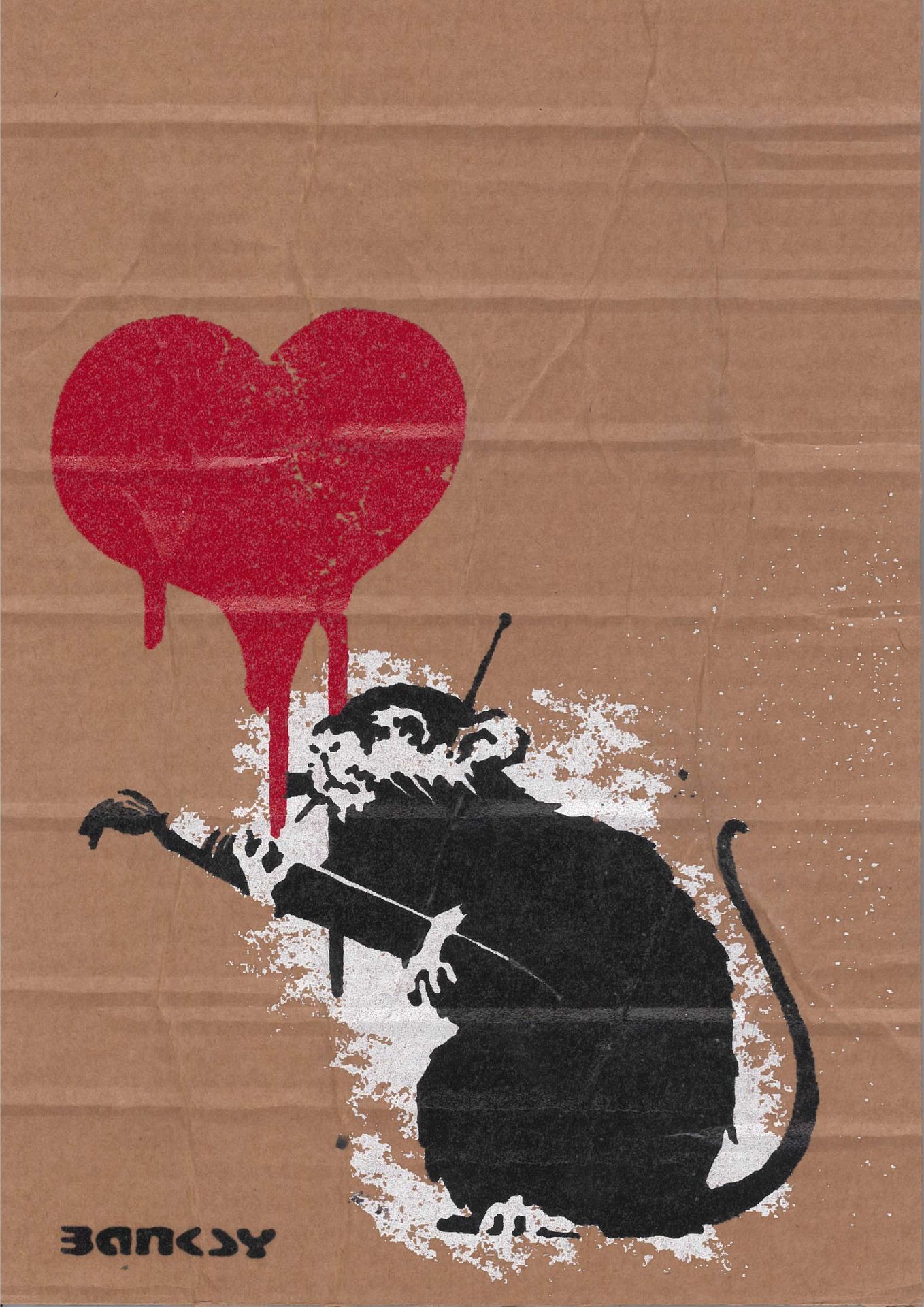 Null BANKSY DISMALAND (d’Après)

Love Rat

Bombe aérosol et pochoir sur carton, &hellip;
