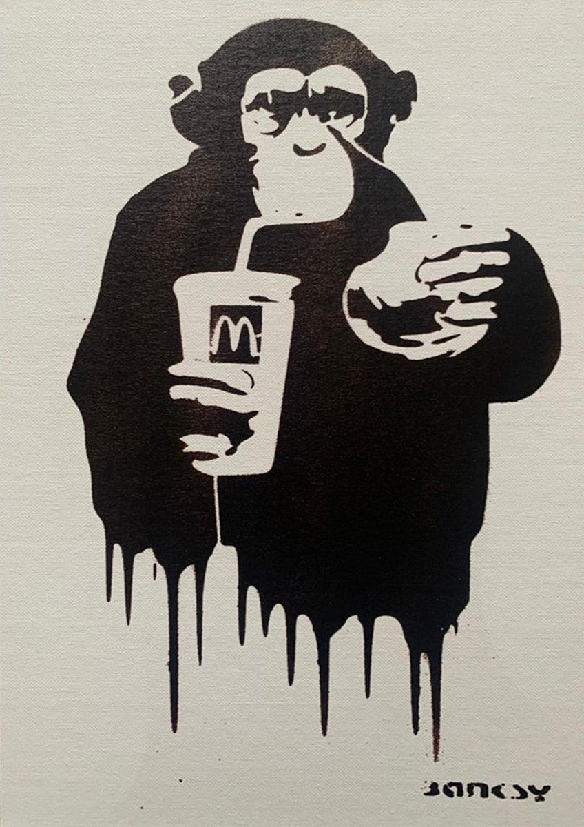 Null BANKSY X DISMALAND - D'APRES
McDo Monkey
Stencil and spray paint on canvas &hellip;