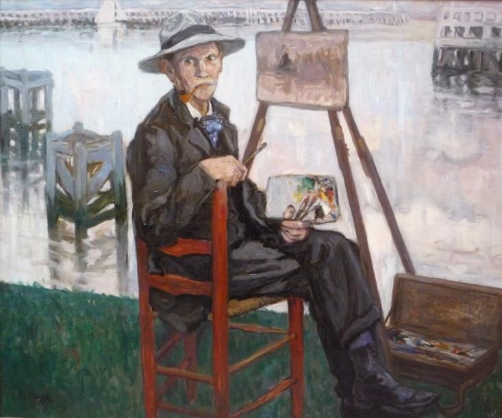 Null Auguste OLEFFE (1867-1931) 

Portrait du peintre Louis Thevenet dans le por&hellip;