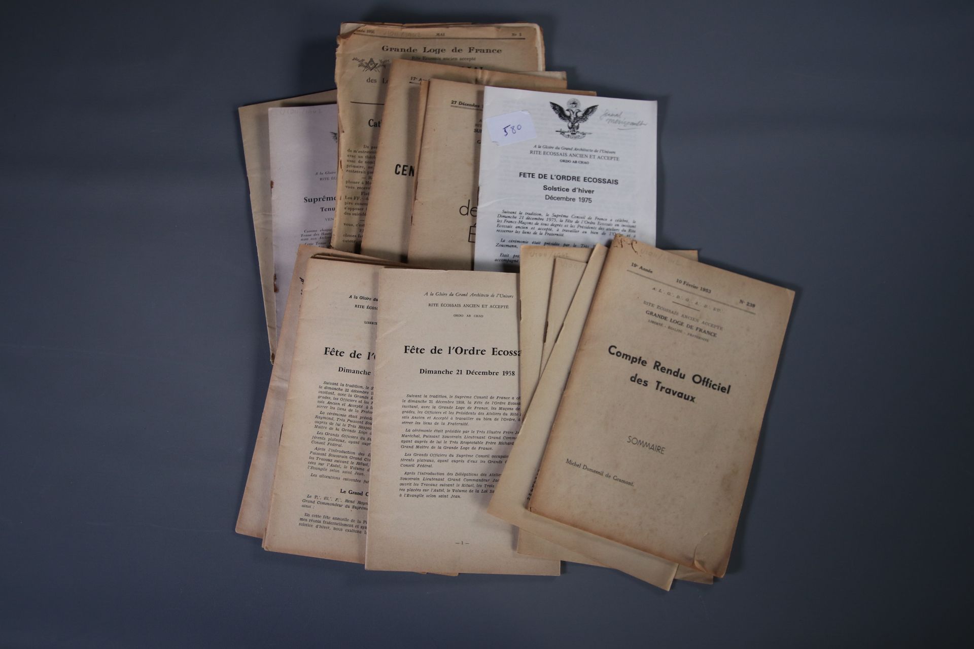 Documents d'archives relatifs à la Grande Loge de France et au Rite Ecossais Anc&hellip;