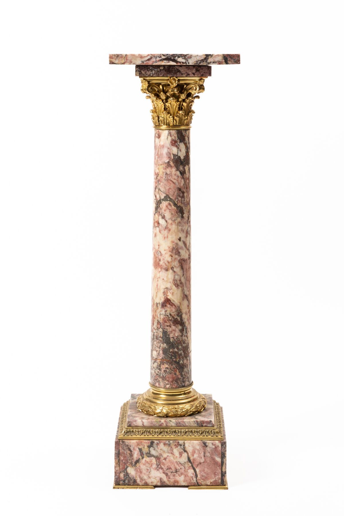 Null Column in pink breccia marble, the swivel tray supported by a Corinthian ca&hellip;