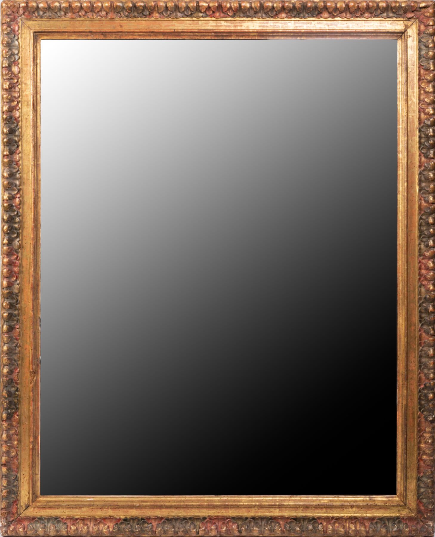 Null Important rectangular mirror in carved wood relacquered and gilded, the cir&hellip;