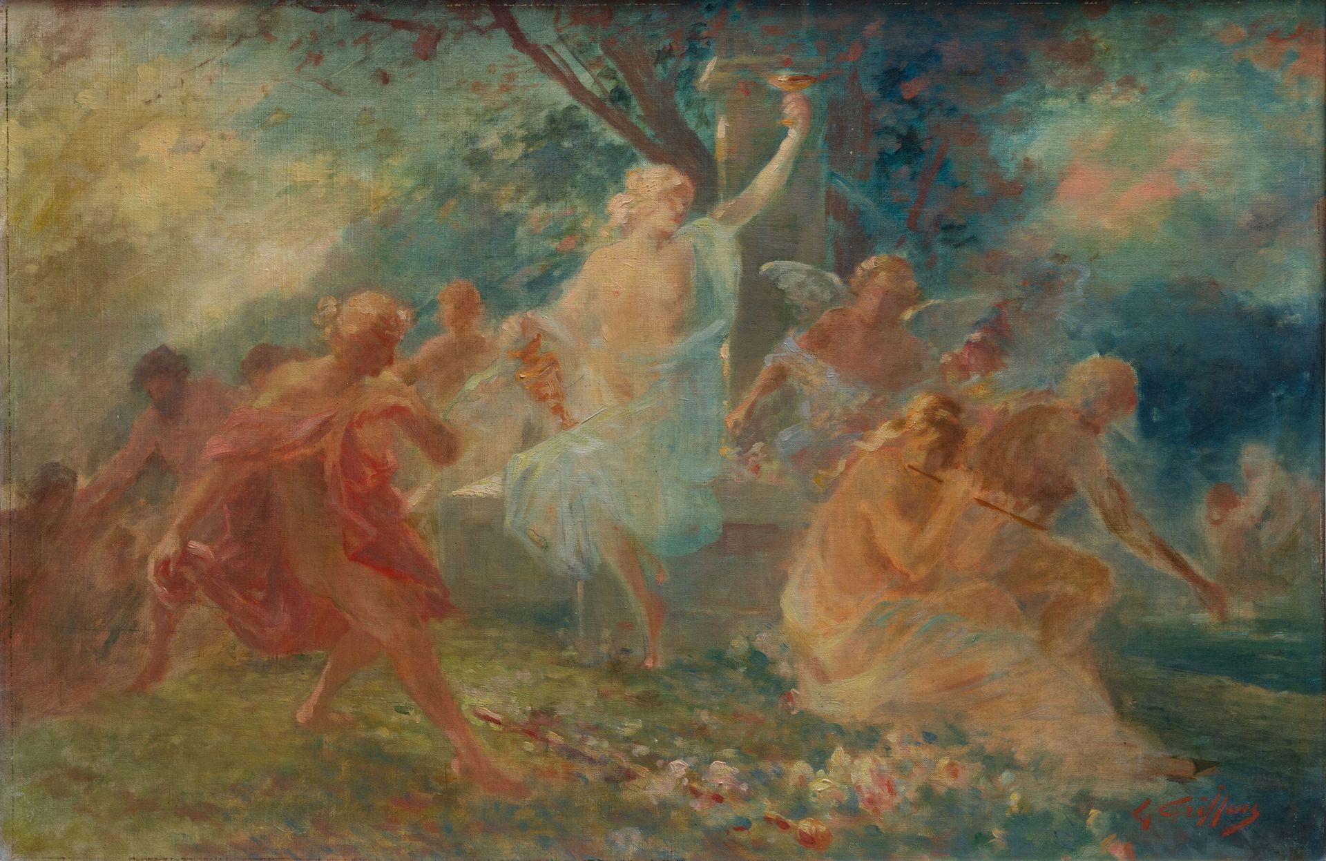 Null Gabriel GRIFFON (1866-1938).
Bacchanal, the cup of wine.
Oil on canvas, sig&hellip;