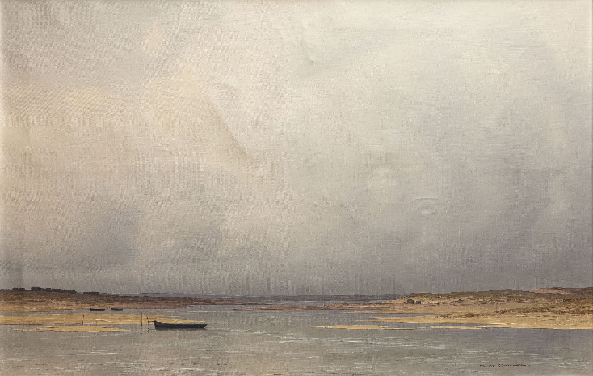Null 皮埃尔-德-克劳萨德（1910-1976）。
海边，大西洋。
布面油画，右下方有签名。
高_65厘米，宽_100,5厘米，有些裂缝。
装在一个有白色铜&hellip;