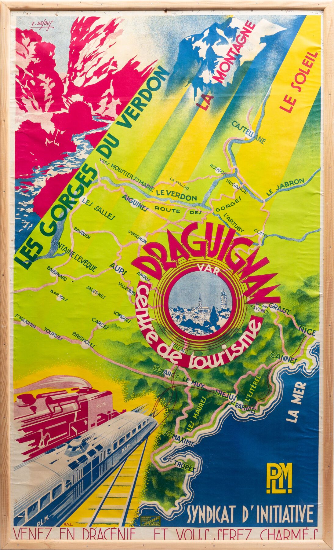 Null E.DESOUS(20世纪)为PLM。 
德拉吉尼昂，旅游中心-凡尔登峡谷。 
罕见的彩色平版印刷品模型。
1930年左右。
高_96.5厘米，宽_5&hellip;