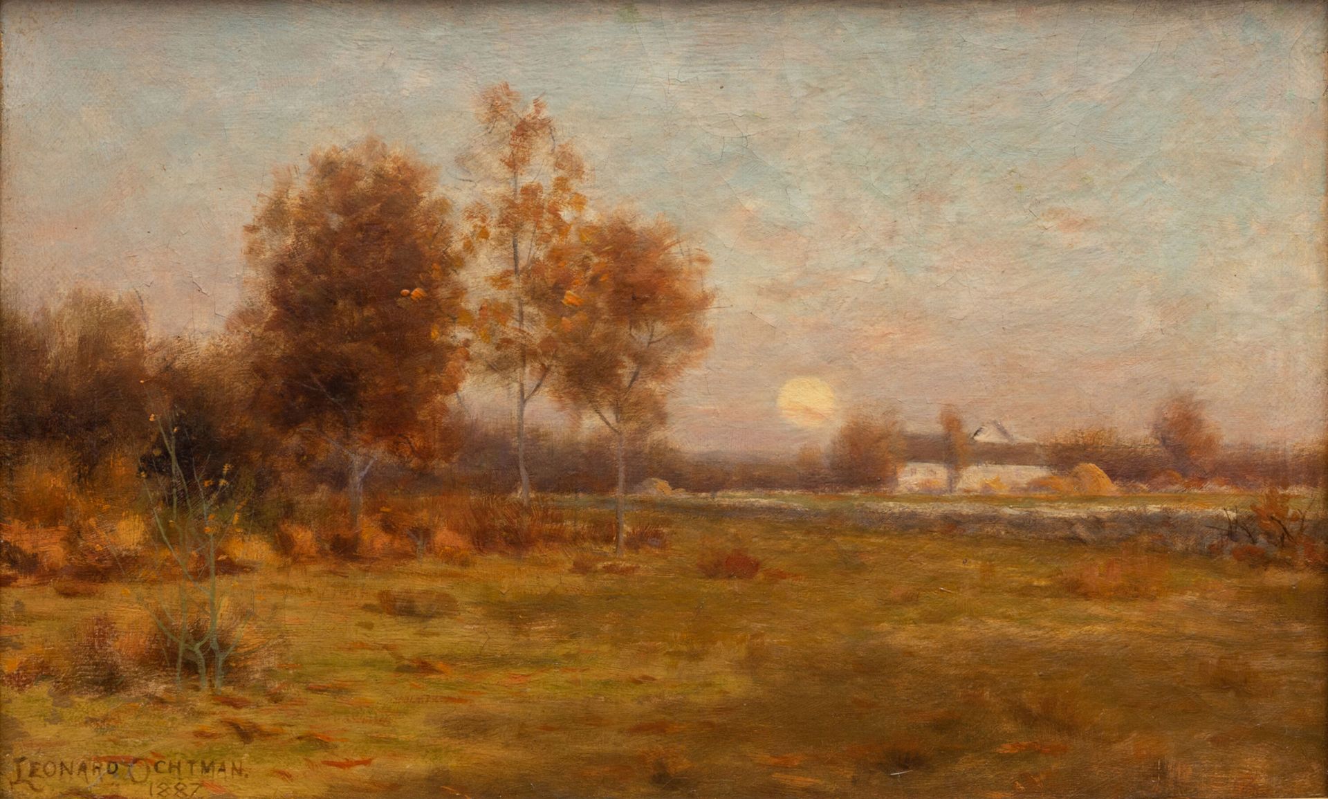 Null 伦纳德-奥赫曼（1854-1934）。 
景观。 
布面油画，左下方有签名，日期为1887年。
高_25,5厘米，宽_41厘米
装在一个现代雕刻和镀金&hellip;