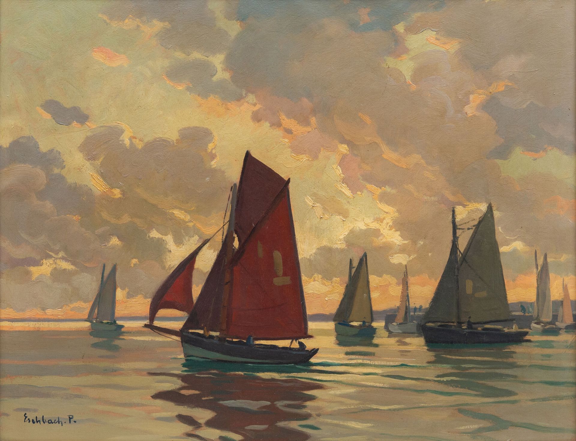 Null Paul André Jean ESCHBACH (1881-1961).
Deauville, the sailboats, morning eff&hellip;