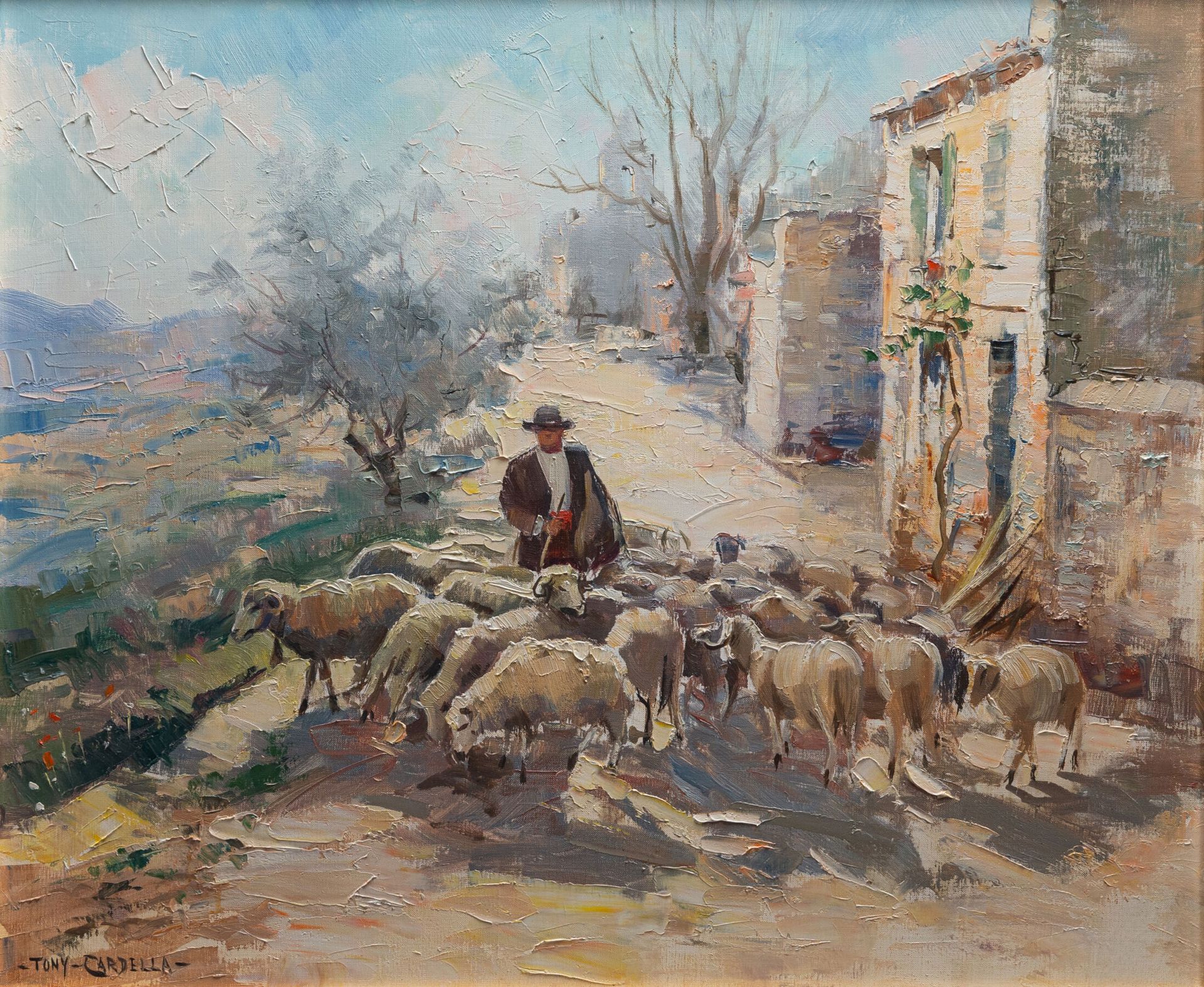 Null Tony CARDELLA (1898-1976).
Berger et ses moutons.
Huile sur toile, signée e&hellip;