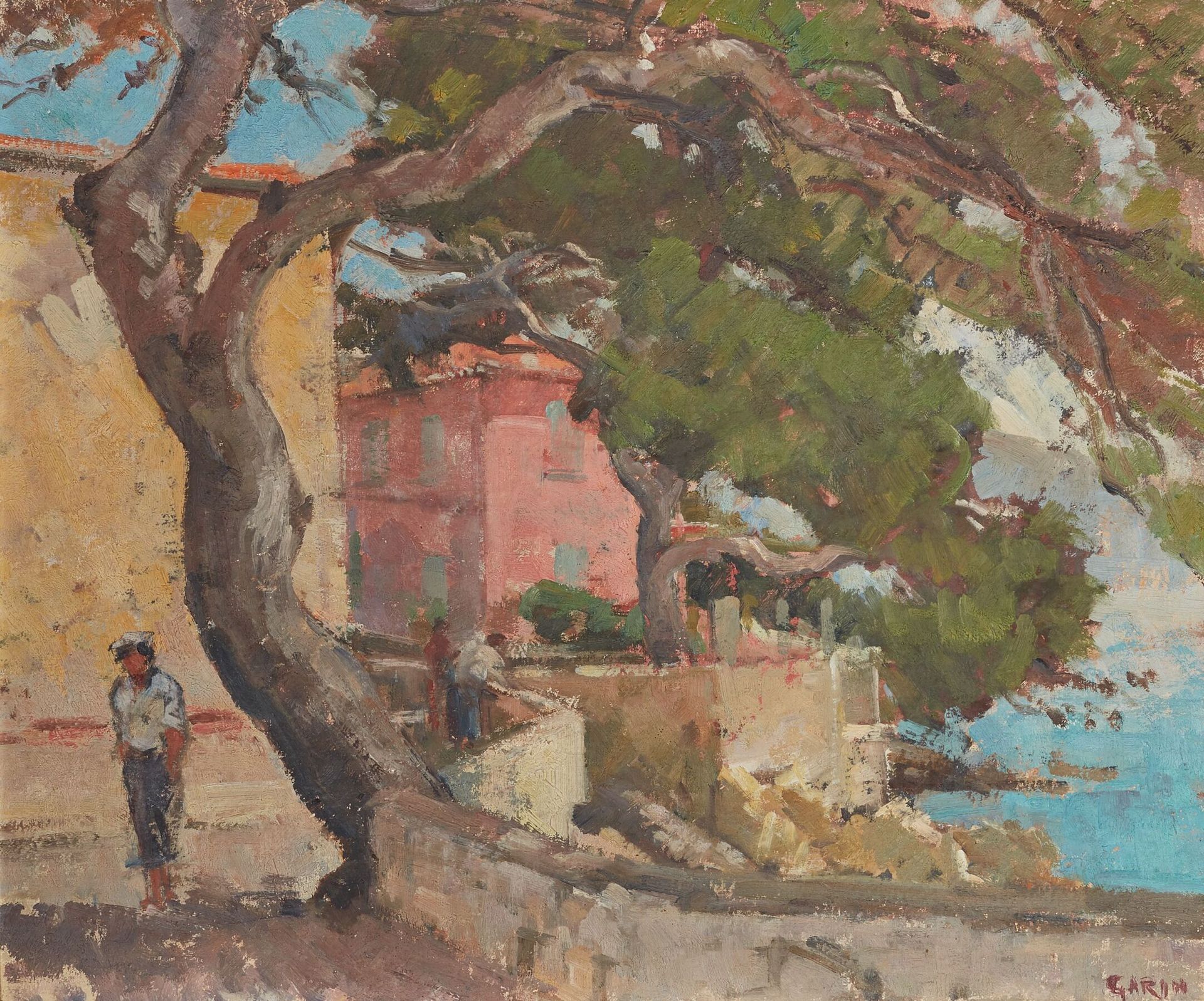 Null Paul GARIN (artiste niçois, 1898-1963).
La Corniche à Beaulieu.
Huile sur t&hellip;