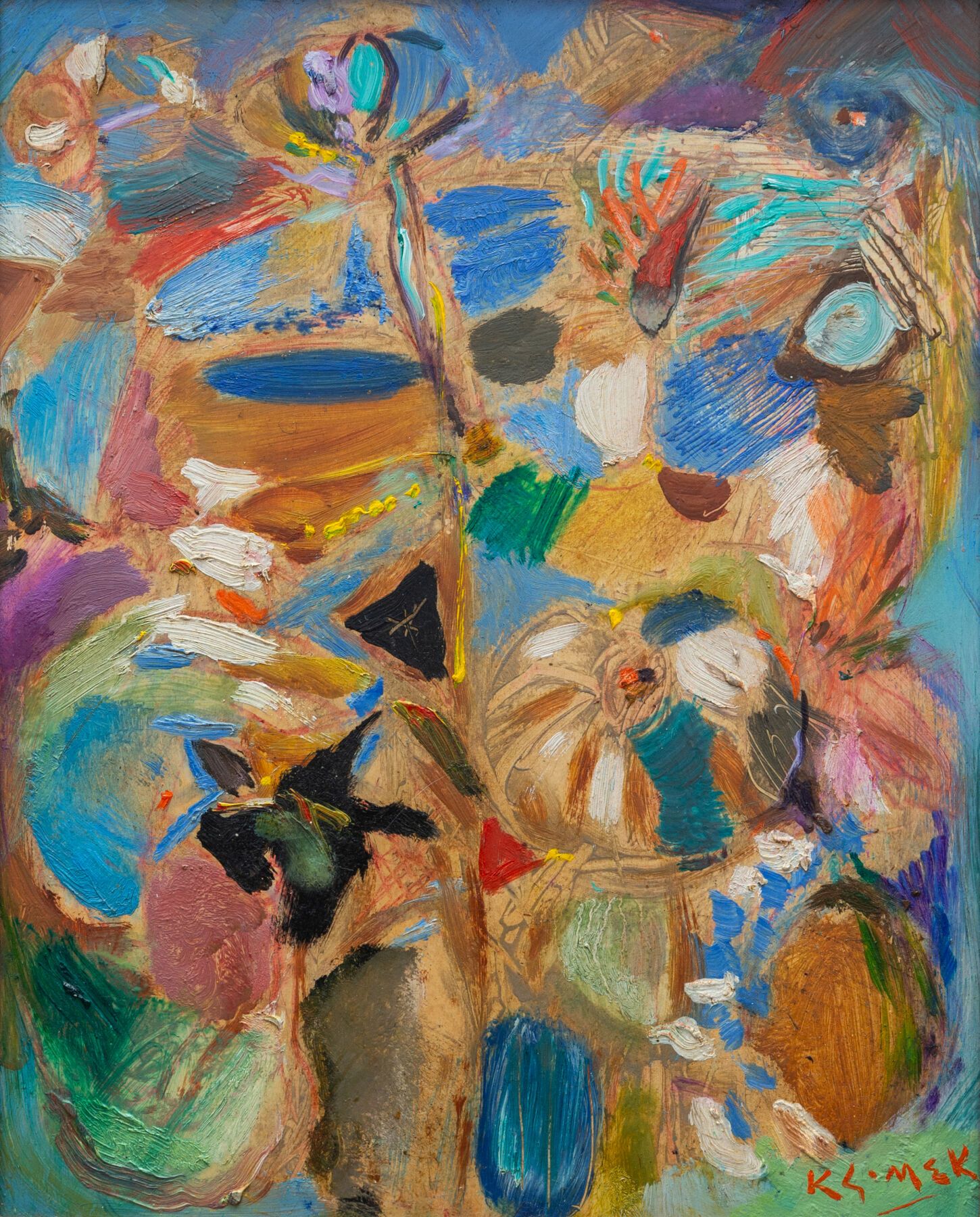Null 路德维希-克里梅克（1912-1992）。
抽象的自然主义构图。
布面油画，右下方有签名，背面有会签和标题。
高_40,5厘米，宽_33厘米
装在一个&hellip;