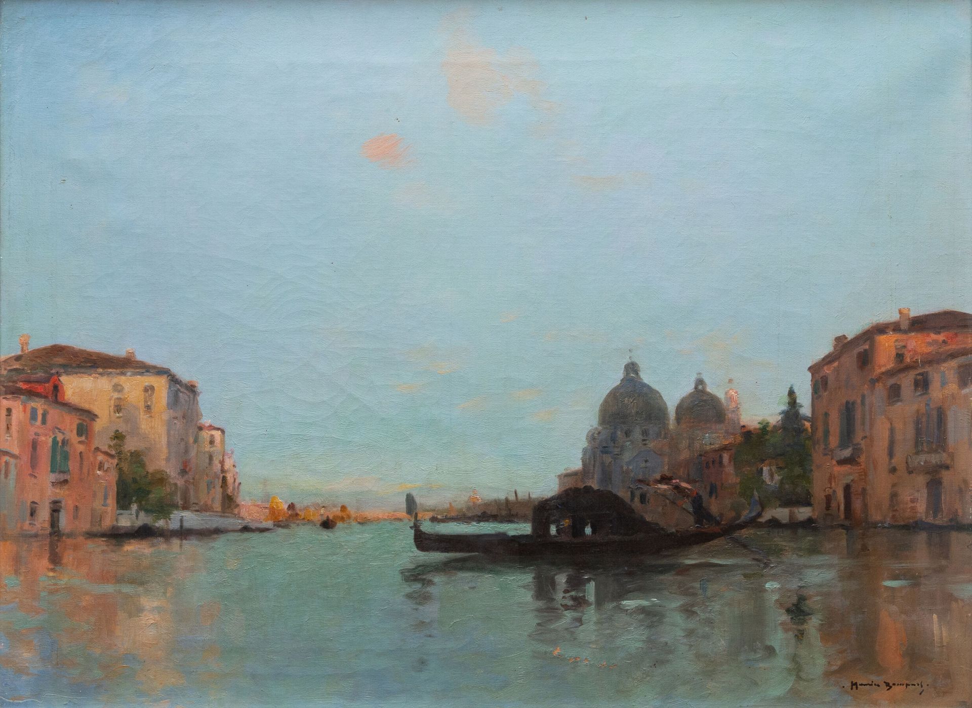 Null 莫里斯-邦帕（1857-1936）。
威尼斯。
布面油画，右下方有签名。
高_60厘米，宽_81厘米
在一个现代的框架中。