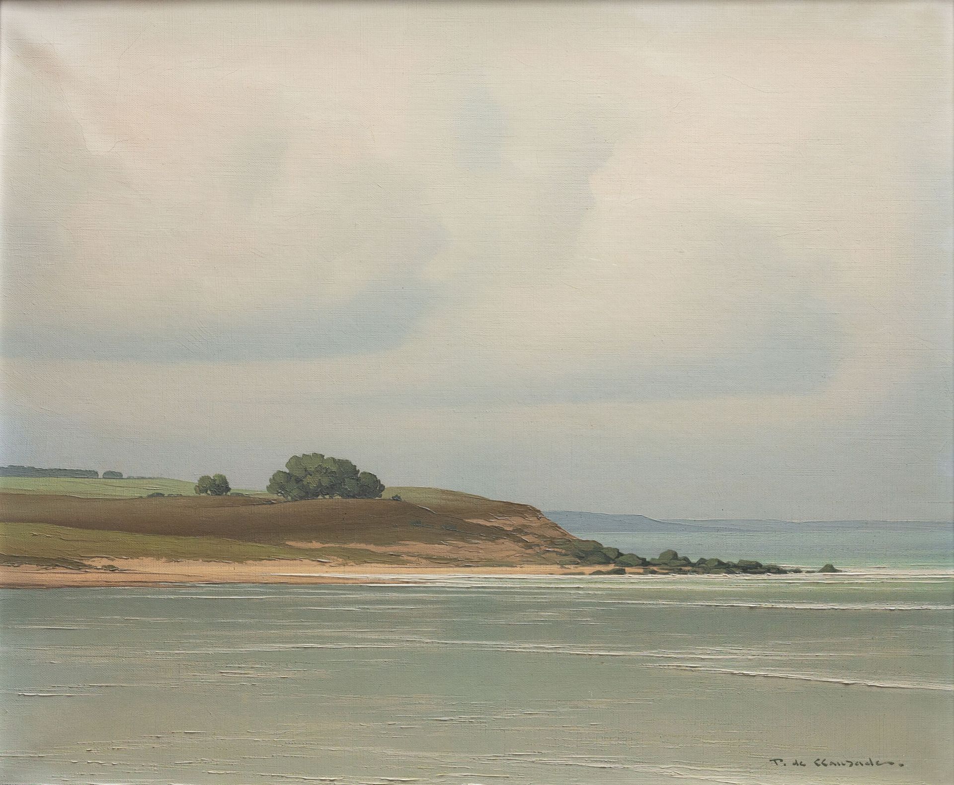 Null 皮埃尔-德-克劳萨德（1910-1976）。
阿卡洪。
布面油画，右下方有签名。
高_54厘米，宽_65厘米
装在一个有铜锈的木雕框架里（缺失）。