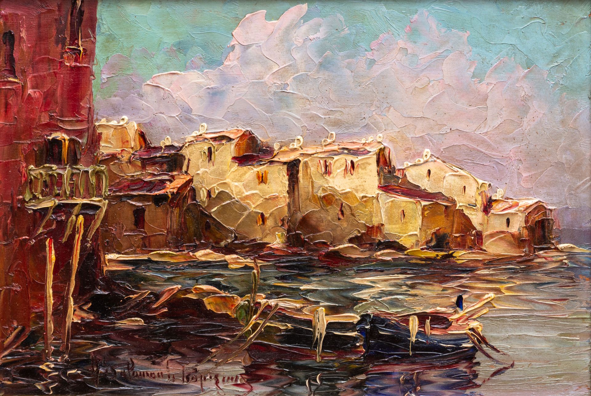 Null Salomon LE TROPÉZIEN (20. Jahrhundert).
Saint-Tropez, der Hafen.
Öl auf Lei&hellip;
