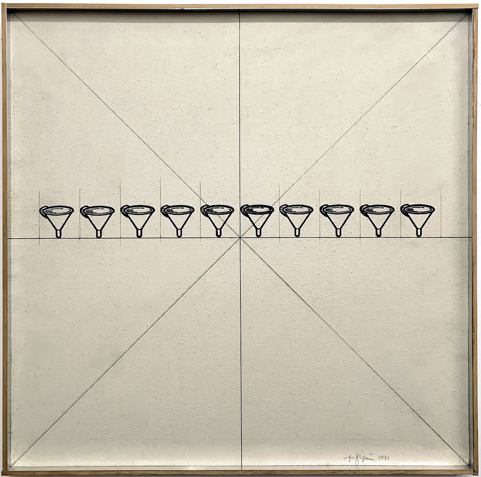 TINO STEFANONI Gli imbuti, 1971, tecnica mista su tela, 70x70 cm

firma dell'art&hellip;