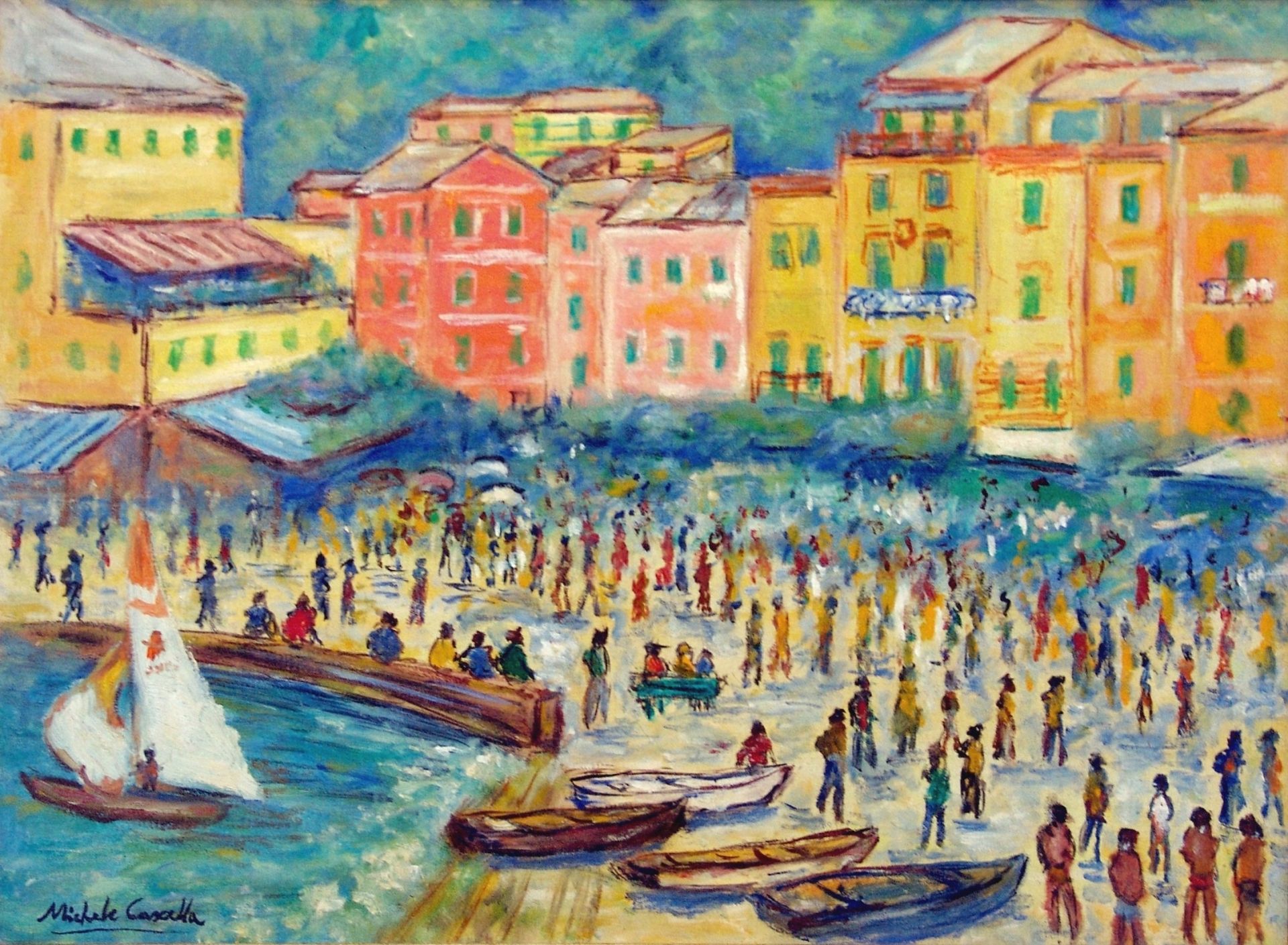 MICHELE CASCELLA Domenica a Portofino, c. 1975, olio su tela, 50x70 cm

firma de&hellip;