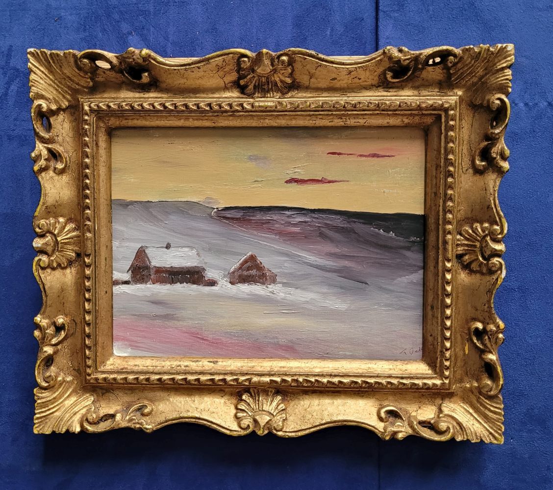 TERRY DELANEY, (IRISH 20TH CENTURY), SNOWED IN, oil on board, signed lower right&hellip;