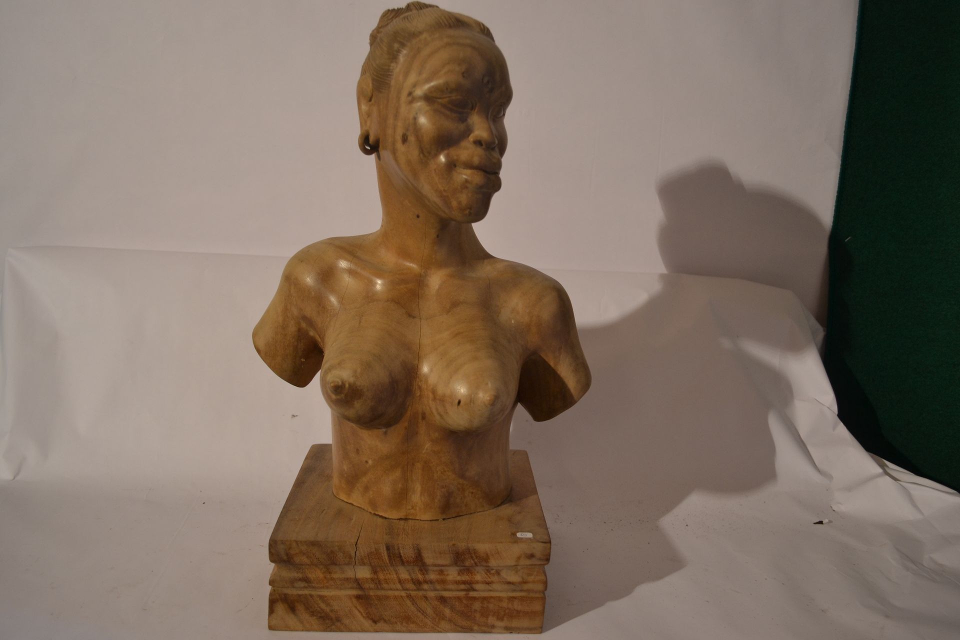 Null African woman bust

Green hibiscus wood. 

Weight : 6,3 Kg.