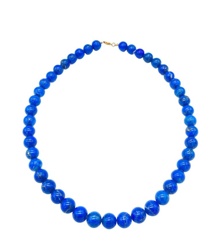 Null Necklace made of 45 lapis lazuli balls (diam 13.5 mm) 

metal lobster clasp