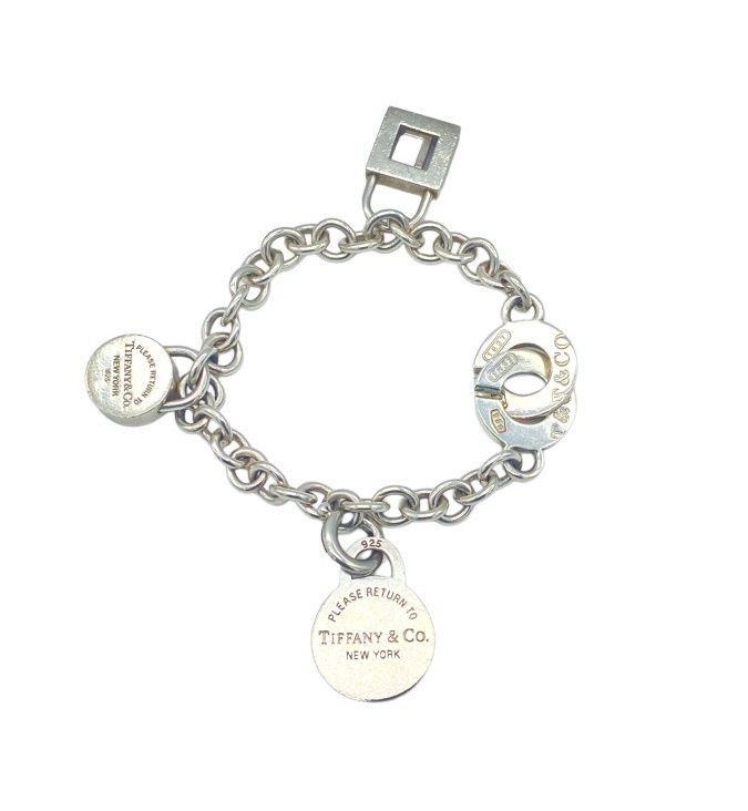 Null TIFFANY & Co., bracciale in argento 925 con tre pendenti "Please return to"&hellip;