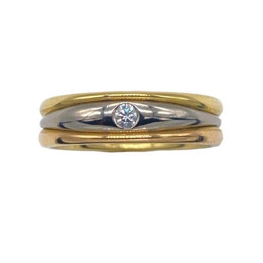 Null Jonc-Ring aus drei 750er Gold, in der Mitte ein Diamant im Brillantschliff &hellip;