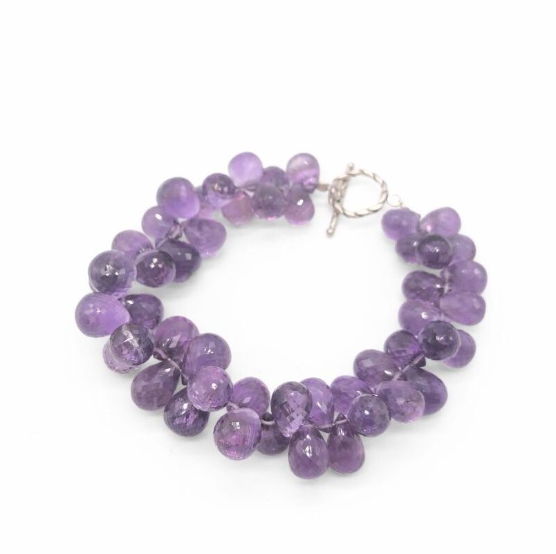 Null *Bracelet adorned with a multitude of amethysts briolette cut drop, clasp s&hellip;