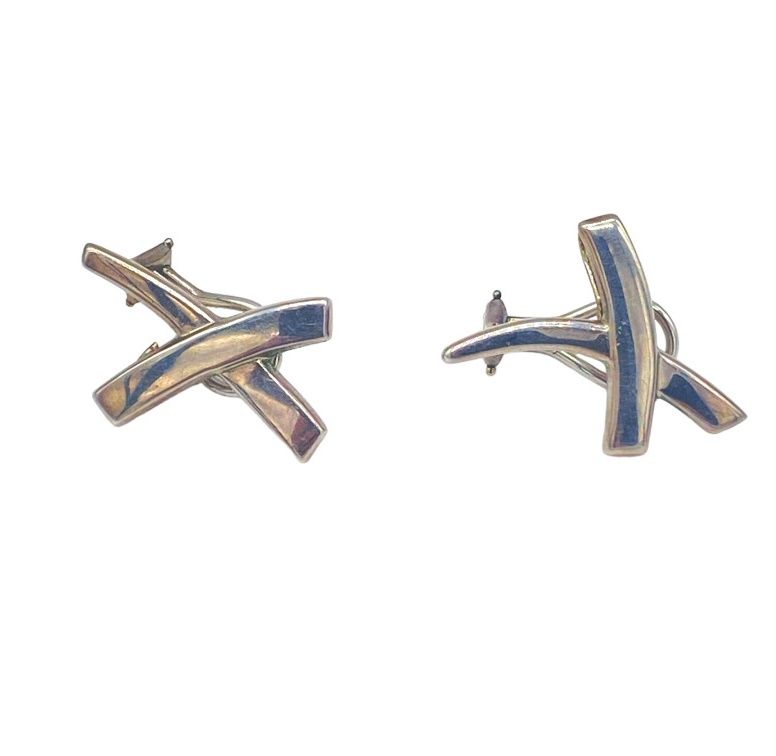 Null Paloma PICASSO for TIFFANY & Co, Pair of ear clips in 925 silver, cross des&hellip;