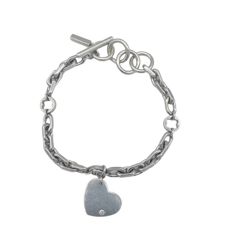 Null MONTBLANC, 925 silver bracelet holding a heart-shaped pendant with a small &hellip;
