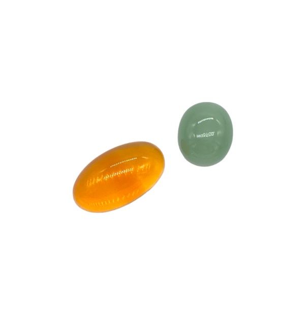 Null One oval cabochon cut fire opal and one oval cabochon cut green beryl, tota&hellip;