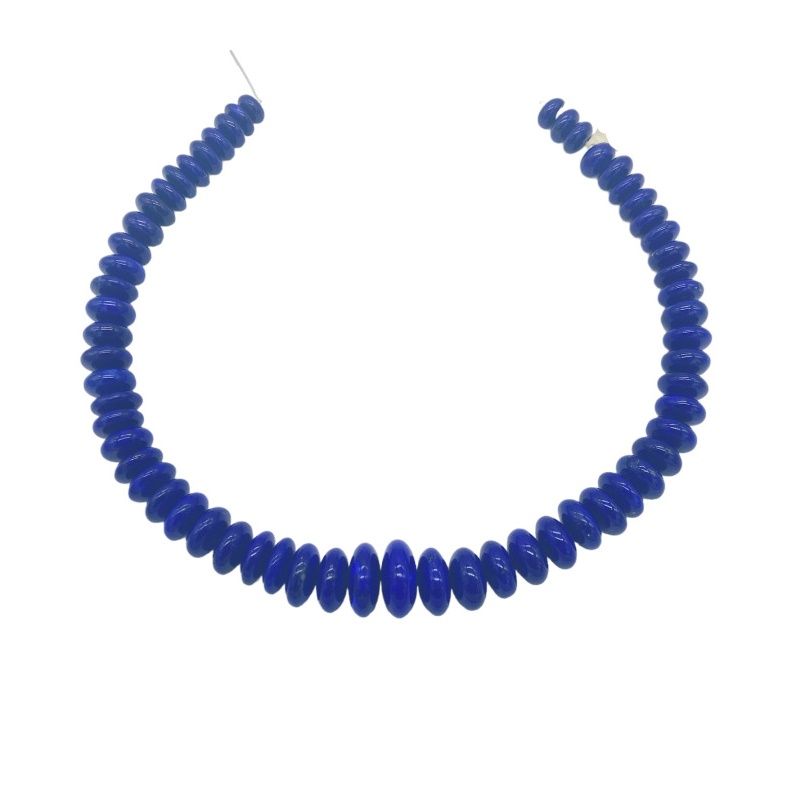 Null Collar de 60 cuentas planas de lapislázuli en alambre, sin montar y sin cie&hellip;