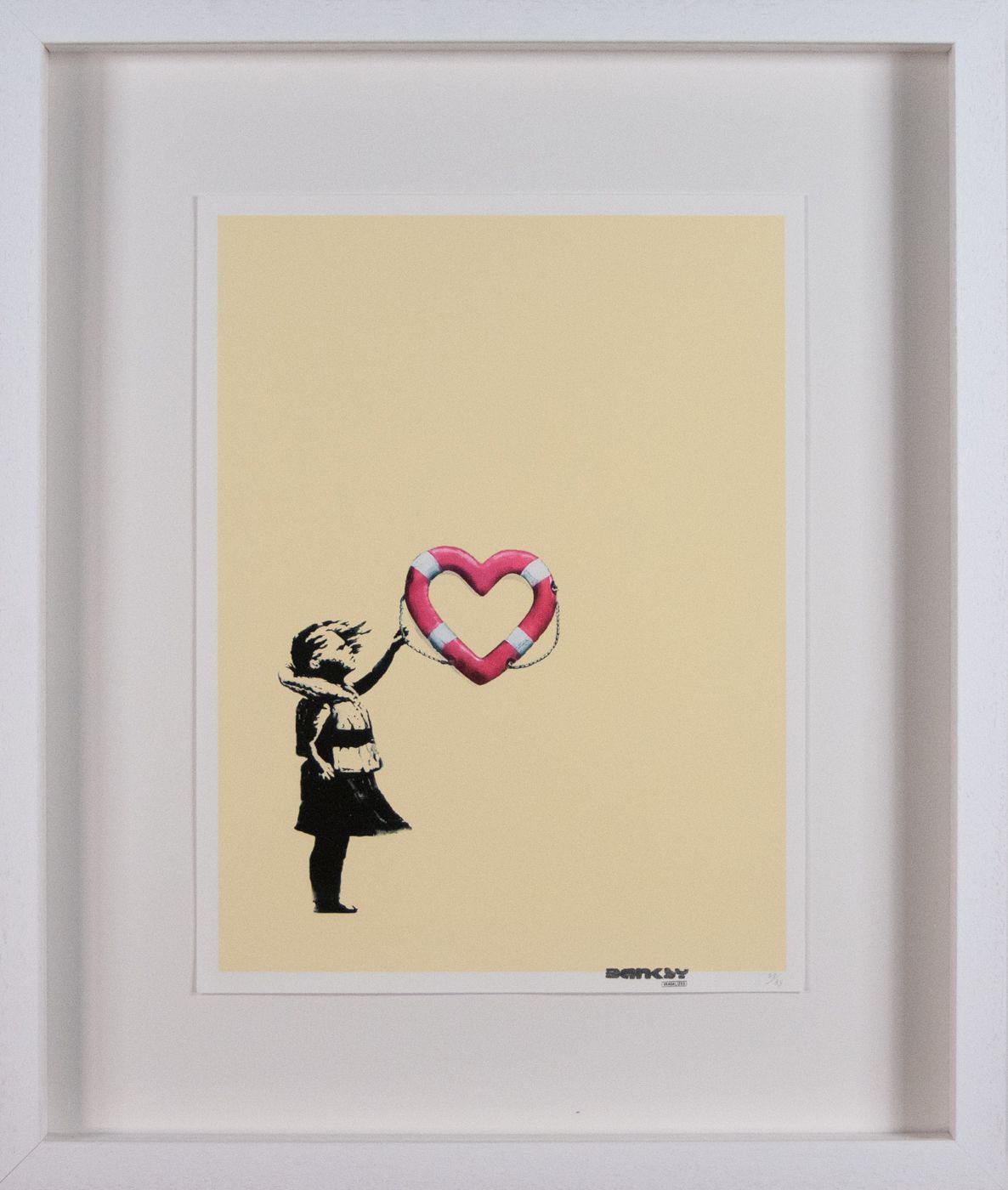 Banksy (1973 Yate UK) Lithographie de Banksy, ** Girl with Heart Shaped Float Ye&hellip;