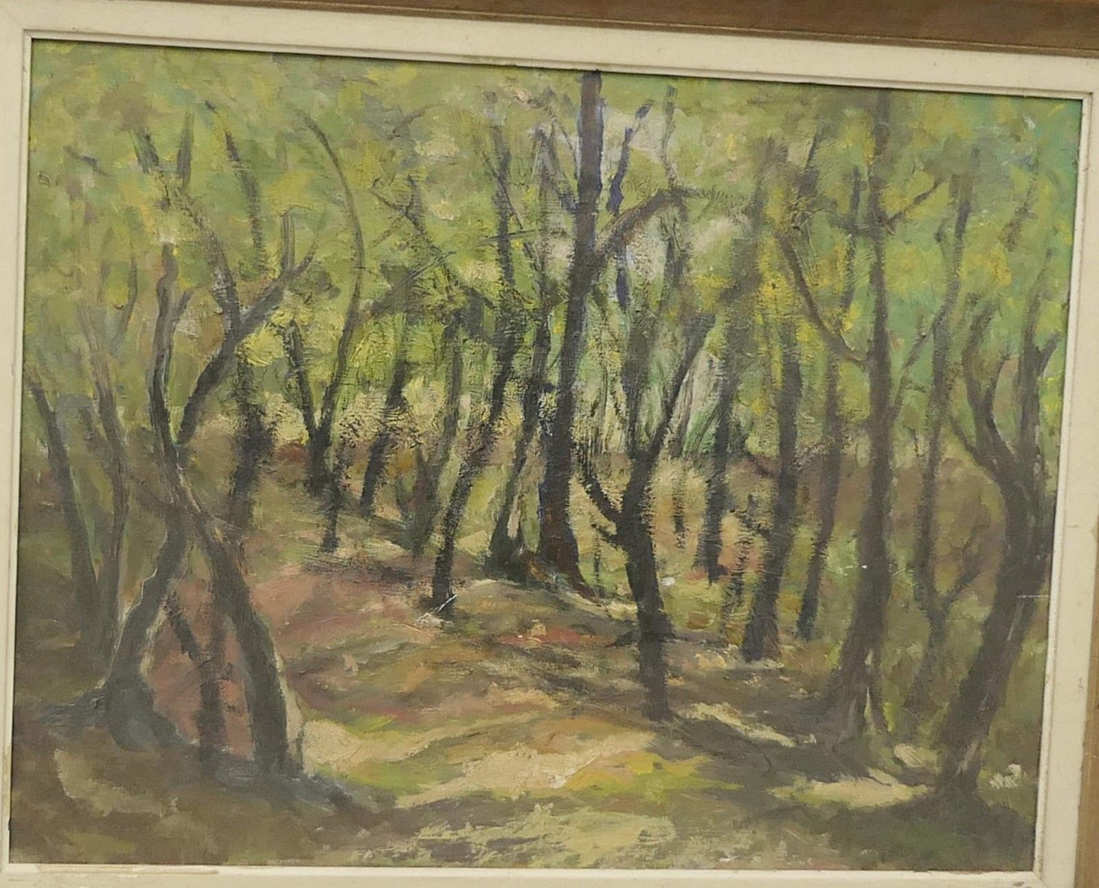 Null "森林景观"，布面油画，分配给Jetty Leytens，约40 x 60cm